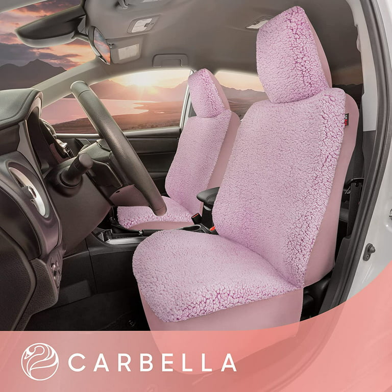 Carbella Plush Sherpa Fleece Car Seat Covers, 2 Pack Pink Seat Cover for  Cars with Soft Cushioned Touch, Cute Automotive Interior Protector for  Trucks