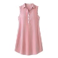 thumbnail image 6 of Sentmoon Athletic Dress for Women Summer Wedding Guest Dress 2026 Striped Print Sleeveless Lapel Regular Fit Formal Evening Dress for Gym and Workout S-XXL, 6 of 10