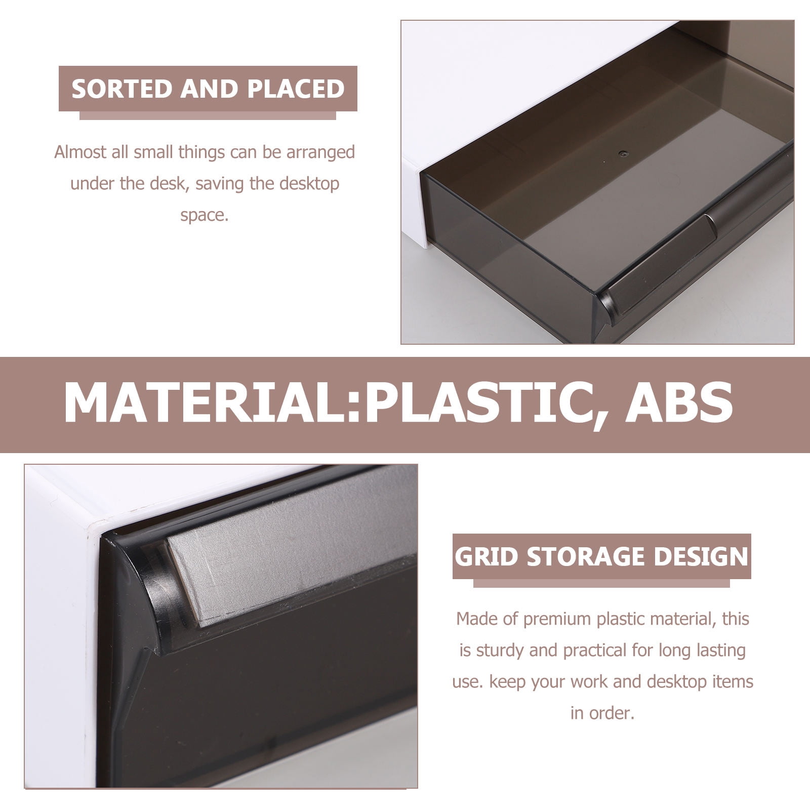 YOSADIER Black Under Desk Storage Organizer with Drawer, Plastic Design for Outdoor and Indoor Use, 70x22x12 cm