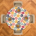 thumbnail image 5 of Vintage Groovy Flowers Round Tablecloth 60 Inch,Waterproof Table Cloth Cover Decorative for Party Holiday Dinning Tabletop Home Décor, 5 of 6