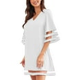 thumbnail image 4 of OUSITAID Femmes Casual Col Rond Maille Patchwork 3/4 Manches Cloche en Vrac une Ligne Robe de Tunique, 4 of 6