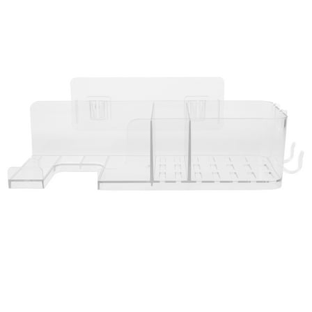 Wall Mount No Drilling Hair Dryer Organizer Clear Rack Holder Multi use Bathroom Shelf