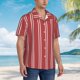 thumbnail image 3 of Balery Stripes Red White Camisas hawaianas de manga corta para hombre, camisas playeras de corte holgado, camisas de vacaciones con botones,Small, 3 of 7