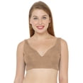 thumbnail image 1 of eloria Women's Art Silk Blouse Solid V Neck Sleeveless Top Sari Accessories Color: Tan | Size: 40, 1 of 6
