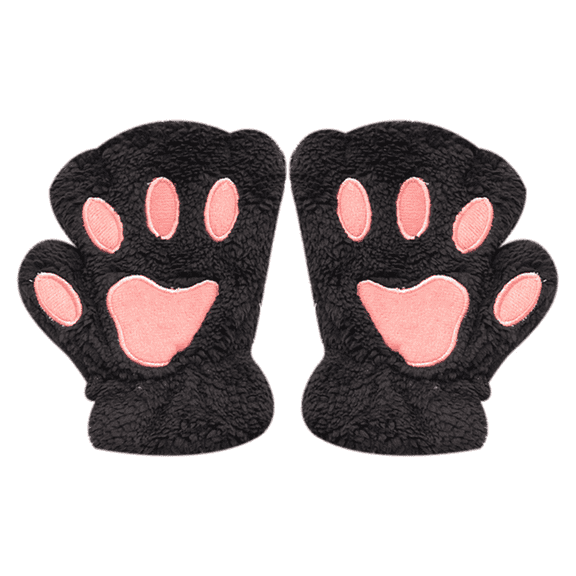 TELOLY Fingerless Gloves Easy Access Furry Paws Weatherproof Winter Gloves Men Fast-Dry Black