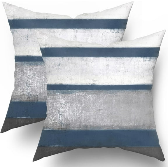 Light Blue Pillow Covers 20x20 Set of 2 Grey Gray White Modern Abstract Art Striped Throw Pillows Farmhouse Outdoor Decorative Pillowcase Cotton Square Cushion Cover for Home Couch Bed