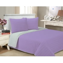 Superior Brandon Soft Cotton Striped Quilt Set, Full/ Queen, Lavender