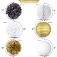 thumbnail image 2 of EpiqueOne 22pc Black, White, and Gold Decorative Party Decoration Kit with Paper Pom Poms and Lanterns, 2 of 9