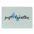 thumbnail image 1 of Saying Cutting Board, Just Breathe Brush Lettering with Watercolor Style Raindrop Spots, Decorative Tempered Glass Cutting and Serving Board, Small Size, Pale Blue White, by Ambesonne, 1 of 1