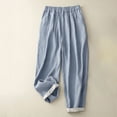 thumbnail image 2 of Lmnyox Casual Cotton Linen Pants for Women Wide Leg Elastic Waist Lounge Pants with Pocket Summer Flowy Trousers, 2 of 4