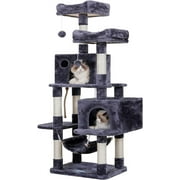 Hey-brother Cat Tree, Cat Tower with 2 Platforms, 2 Condos, Scratching Posts, Sisal Rope, 57 inch, Smoky Gray MPJ020-SG