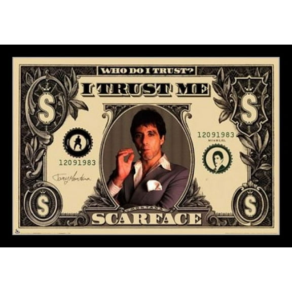 Scarface- Money Laminated & Framed Poster Print (36 x 24)