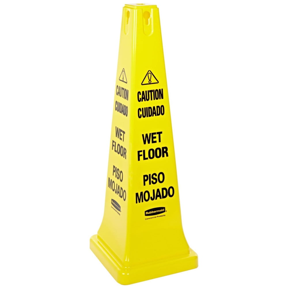 Cortina Safety Products Caution Wet Floor 25" Four-Sided Warning Cone 