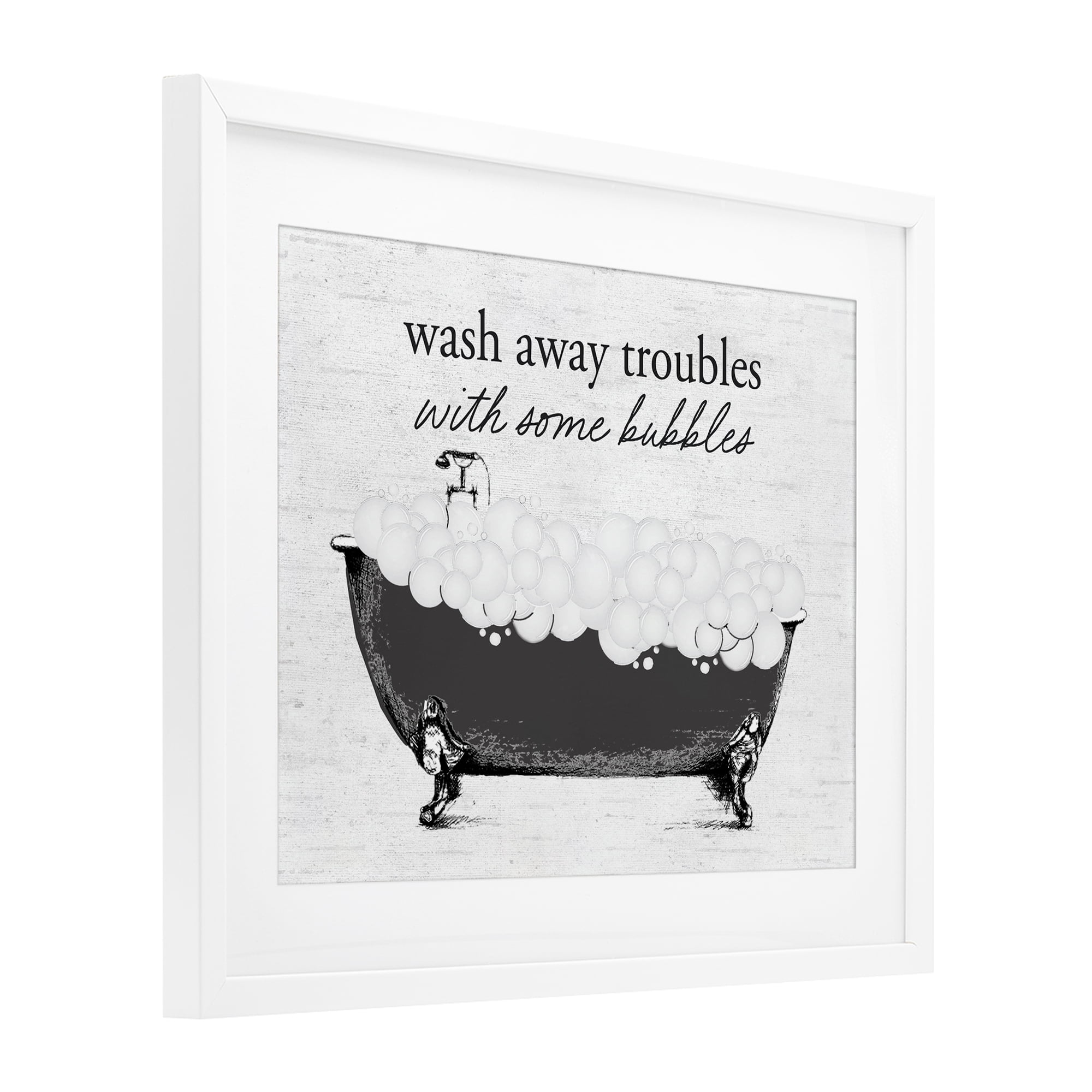 Uplifting Bubble Bath Rhyme White Framed Print Under Glass, design by Lettered and Lined