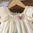 thumbnail image 4 of Robe pour Filles Bébé Tout-Petits Filles Été Manches à Volants Robe Décontractée avec Broderie Papillon Robe Nouveau-Né Beige 2 Ans-3 Ans, 4 of 6