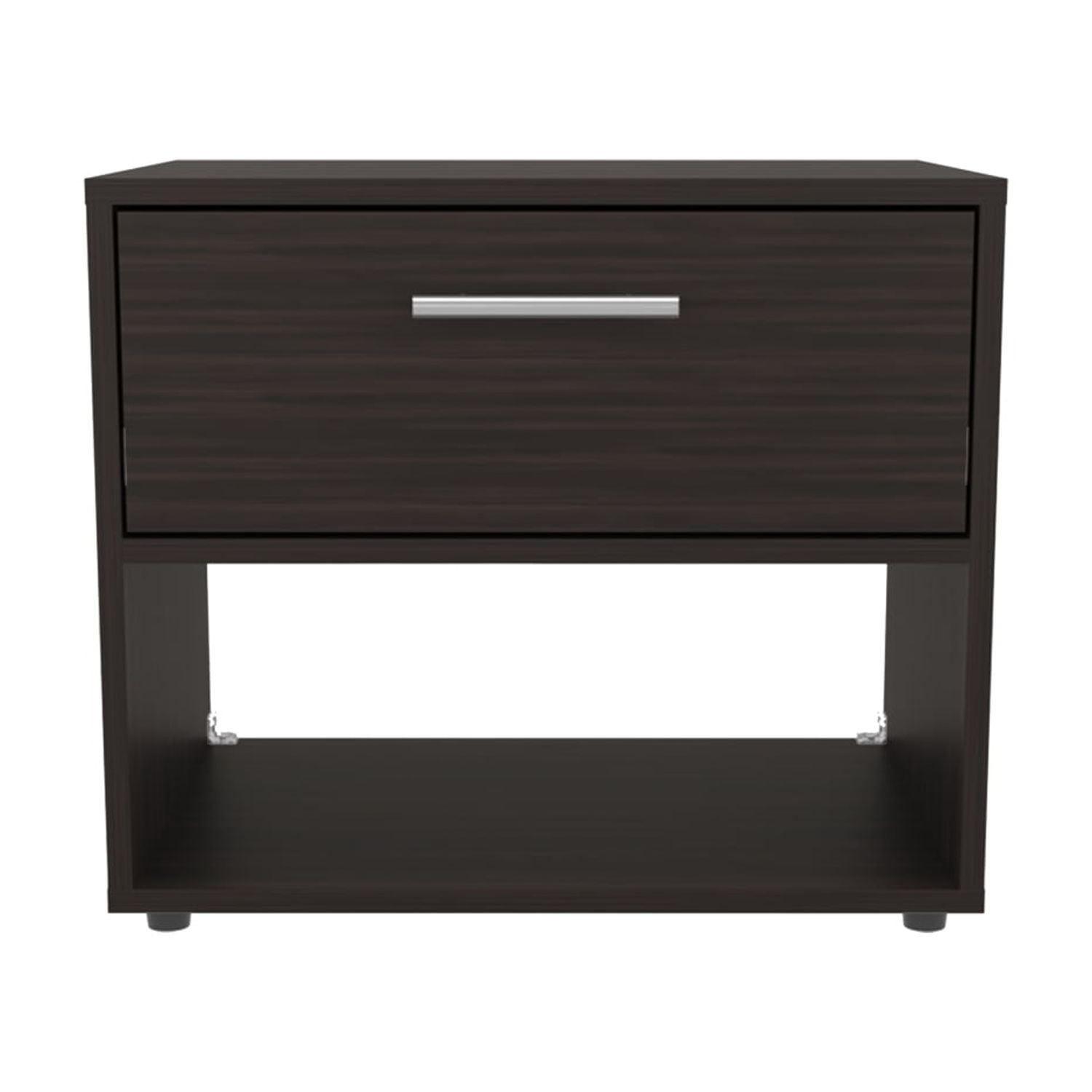 18" High Dark Walnut Nightstand with Drawer and Shelf for Bedroom or Living Room