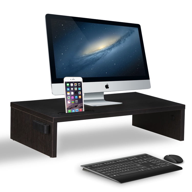 Ainfox 16.5 inch Wood Computer Monitor Stand Riser Organizer，Shelf with