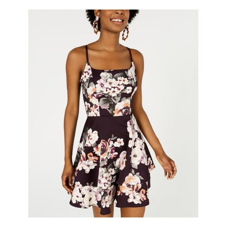 TRIXXI Womens Purple Spaghetti Strap Mini A-Line Evening Dress Juniors 7