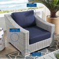 thumbnail image 4 of Lounge Chair and Ottoman, Sunbrella, Rattan, Wicker, Light Grey Gray Blue Navy, Modern Contemporary Urban Design, Outdoor Patio Balcony Cafe Bistro Garden Furniture Hotel Hospitality, 4 of 10