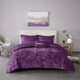 thumbnail image 2 of Intelligent Design Felicia Luxe Comforter Velvet Lush Double Sided Diamond Quilting Modern All Season Bedding Set with Matching Sham, Decorative Pillow, Twin/Twin XL(68"x90"), Purple, 2 of 11