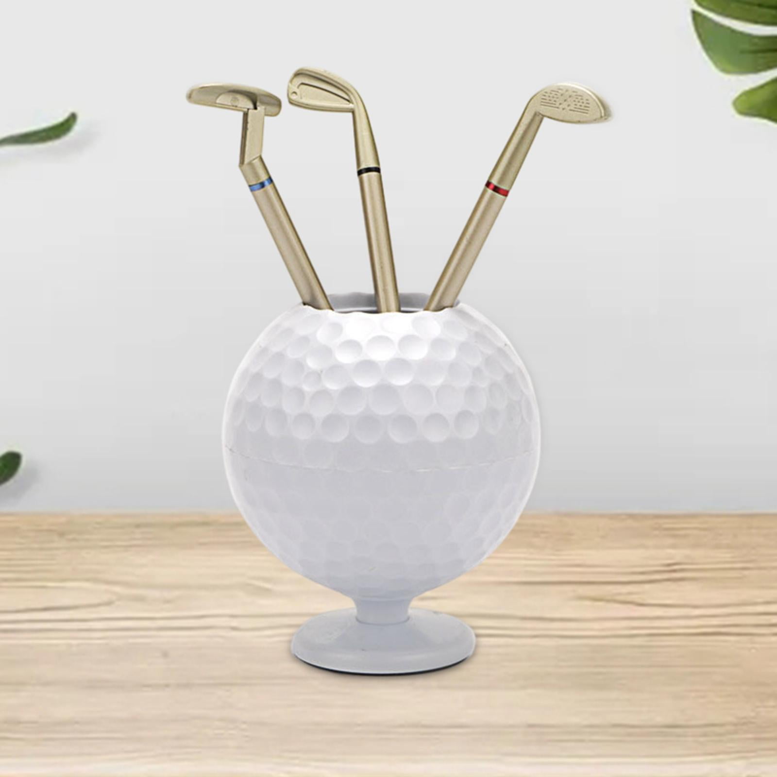 Unique Golf Holder with 3 Pen Golfball Statues Bucket Pen Organizer
