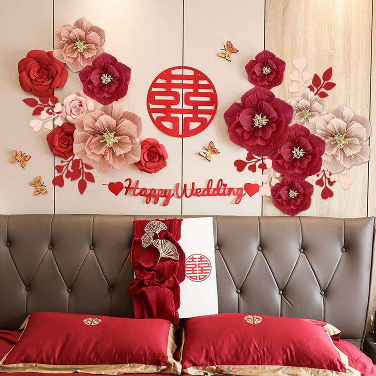 UDIYO Crepe Paper Flowers DIY Handmade Paper Flower Wall Art