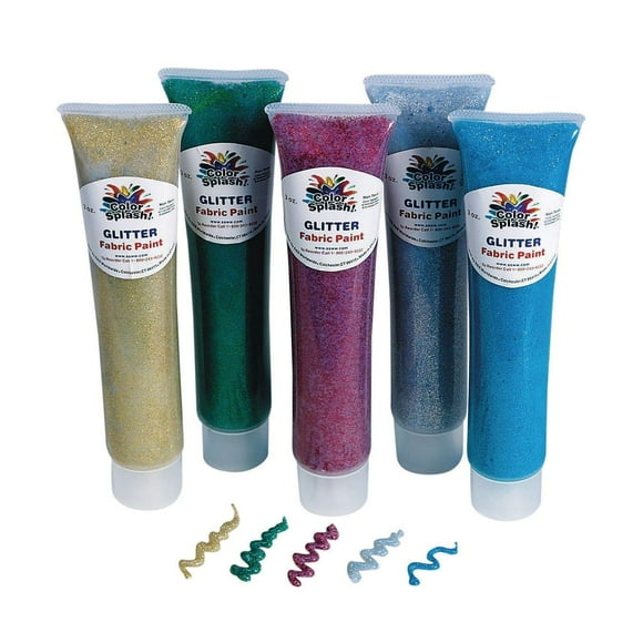 Glitter Fabric Paint Set, 3-Oz. (Set Of 5)