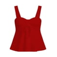 thumbnail image 5 of Women's Eyelet Tie Front Ruched Tank Tops，Drawstring Going Out Top Babydoll Tank Tops Summer Eyelet Tank Tops Red L, 5 of 9