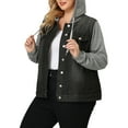 thumbnail image 4 of Unique Bargains Women's Plus Size Jean Drawstring Hood Denim Jacket, 4 of 7