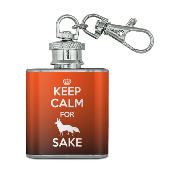 Keep Calm For Fox Sake Funny Stainless Steel 1oz Mini Flask Key Chain
