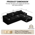 thumbnail image 2 of Wilayok 108" Oversized L-Shaped Sectional Sofa, Fluffy Corduroy Cloud Couch with Ottoman, Plush Memory Foam Boneless Modular Sectional Couch for Living Room Small Space, Black, 2 of 8