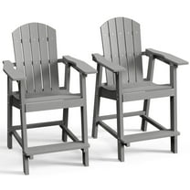 DEXTRUS 25" Tall Adirondack Chair Set of 2, Poly Bar Balcony Chairs, Grey