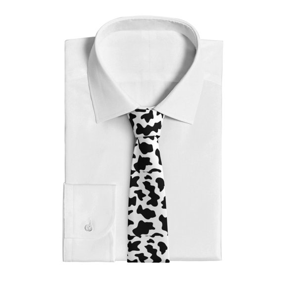 Uemuo Milk Cow Pattern Men's Necktie Classic Silk Tie Woven Jacquard Neck Ties Business Necktie Gift for Men
