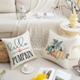 thumbnail image 4 of Fall Pillow Covers 18x18 Set of 4 Watercolor Pumpkin Farmhouse Decorations Throw Cushion Case for Autumn Thanksgiving Home Decorative Pillows, 4 of 6
