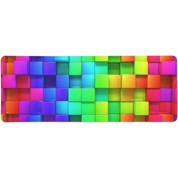 ZHANZZK Funny Rainbow of Colorful Boxes Extra Extended Large Gaming Mouse Pad Mat Desk Pad Keyboard Mat 31.5x12 inch