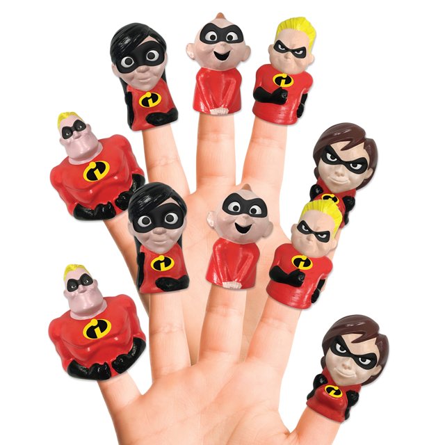 Finger Puppets Disney Incredibles, 10 piezas, juguetes de baño y fiesta