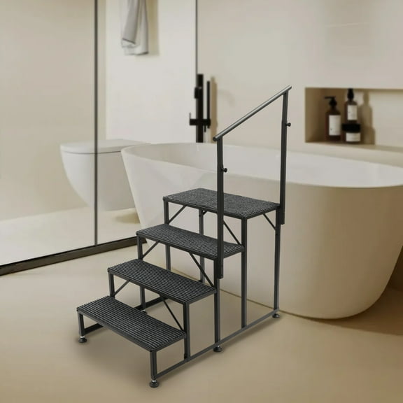 Modern Porch Steps with Handrails Swimming Pool Ladder Above Ground 4 Steps