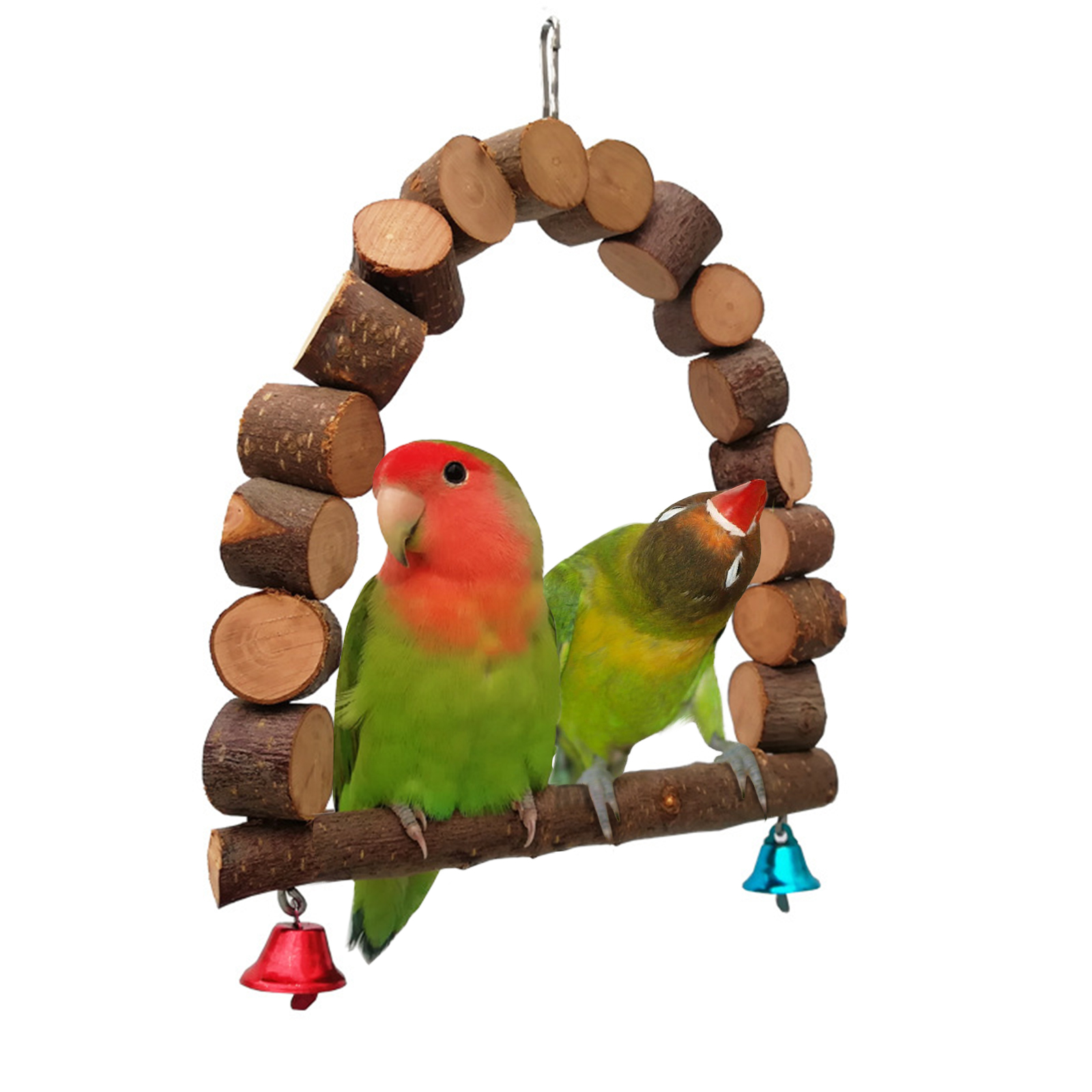 QBLEEV Bird Parrot Chewing Swing Apple Wood Swing, Bird Hanging Bell