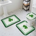 thumbnail image 6 of St. Patricks Day Bathroom Rug Sets 3 Piece, Non Slip Bath Mat, Green Shamrock Buffalo Plaid Spring Absorbent Floor Mats Bath Rugs with U-Shaped Contour Rug Toilet Lid Cover Bathroom Decor Small, 6 of 8