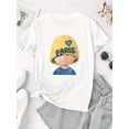 thumbnail image 2 of Camisetas con gráficos clásico para mujeres y adolescentes y niñas, playera de verano con estampado estéticoWomen'S Casual Crew Neck T-Shirt with Paris Hat Print, Fashion Short Sleeve Polyester Knit, 2 of 6
