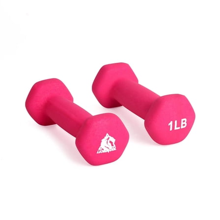 Pair of 2 Hexagonal Dumbbells with Neoprene Coating, Non-Slip Anti-Roll Design for Strength Training, Resistance Workouts at Home or Gym, Pink