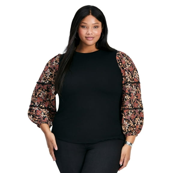 Avenue Women's Plus Size Melody Blouson Sleeve Top
