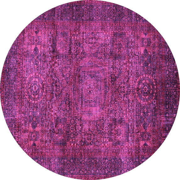 Ahgly Company Indoor Round Abstract Pink Modern Area Rugs, 8' Round