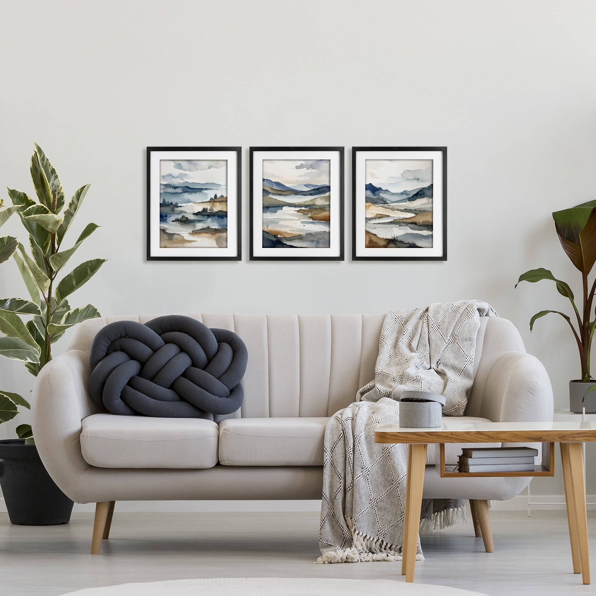 Stupell Industries Continuous Flow Of Water 3 Piece Black Framed Print Under Glass Set, design by Alonza Saunders