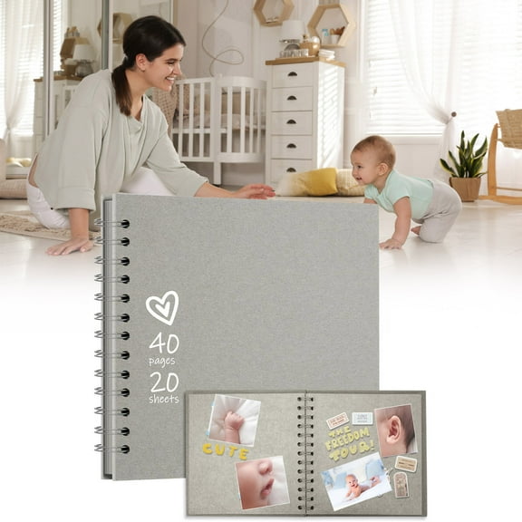 Guanhe Baby Memory Photo Album Paper Pages DIY Scrapbook Album Wedding Anniversary Family Memory Gift Christmas Gifts for Women, Gray
