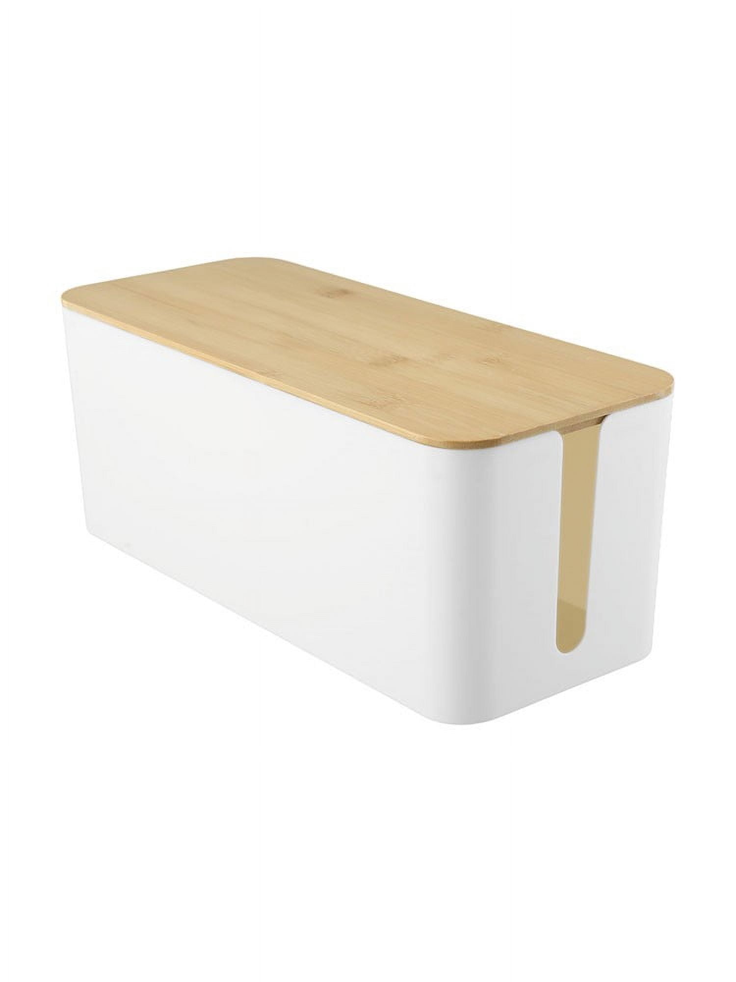 Cable Boxes,Large Cable Organiser Box with Wooden Lid for Cables Management Box B