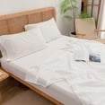 thumbnail image 6 of BESTOUCH Fitted Sheet Only 100% Washed Cotton Linen Feel Easily Fits Deep Pockets up to 17 inch Solid Off White Queen, 6 of 6