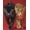 Red, variant on Mudket Black Panther & Leopard Red Background Canvas Wall Art, Bold Modern Wildlife Wall Pictures for Living Room Print for Office Man Cave Home Decor , Framed Ready to Hang - 12"L x 8"W