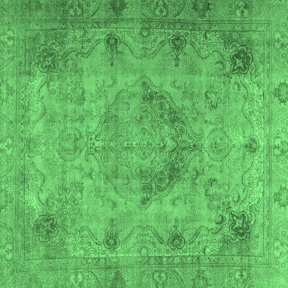 Ahgly Company Indoor Square Persian Emerald Green Traditional Area Rugs, 5' Square