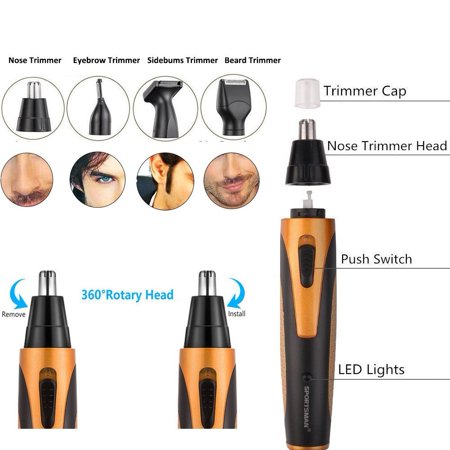 Rechargeable Mens Nose Ear Temple Hair Trimmer Beard Shaver